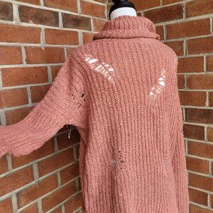 Rose Pink Distressed Sweater